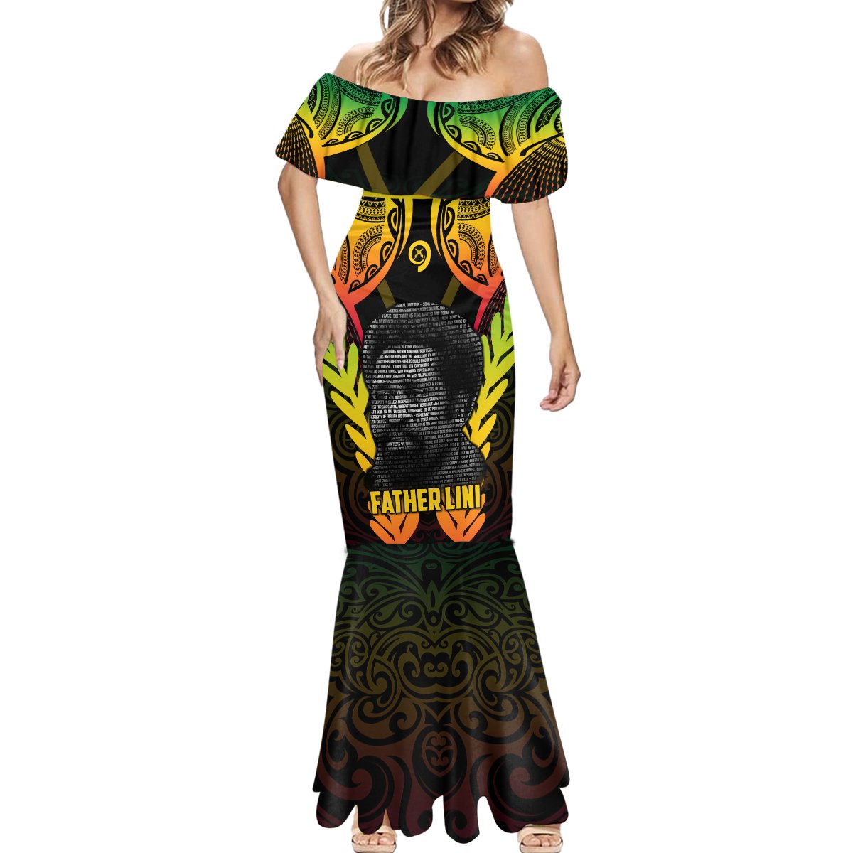 Personalised Vanuatu Father Lini Day Mermaid Dress Polynesian Tribal Pattern LT05 - Polynesian Pride