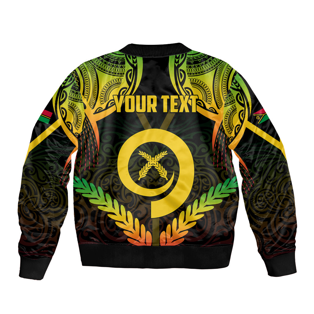 Personalised Vanuatu Father Lini Day Sleeve Zip Bomber Jacket Polynesian Tribal Pattern LT05 - Polynesian Pride