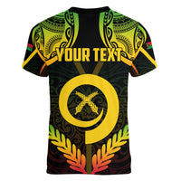 Personalised Vanuatu Father Lini Day Women V Neck T Shirt Polynesian Tribal Pattern LT05 - Polynesian Pride