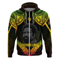 Personalised Vanuatu Father Lini Day Zip Hoodie Polynesian Tribal Pattern LT05 Zip Hoodie Black - Polynesian Pride