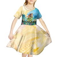 Personalised Hawaii Honolulu Festival Kid Short Sleeve Dress Hula Girls Tropical Vibe LT05 - Polynesian Pride