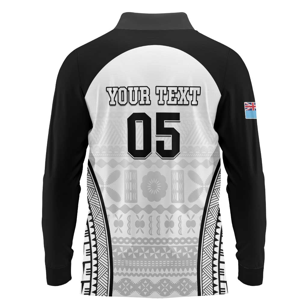 Custom Fiji Tapa Football Long Sleeve Polo Shirt Sporty Style