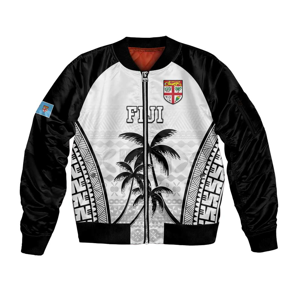 Custom Fiji Tapa Football Sleeve Zip Bomber Jacket Sporty Style