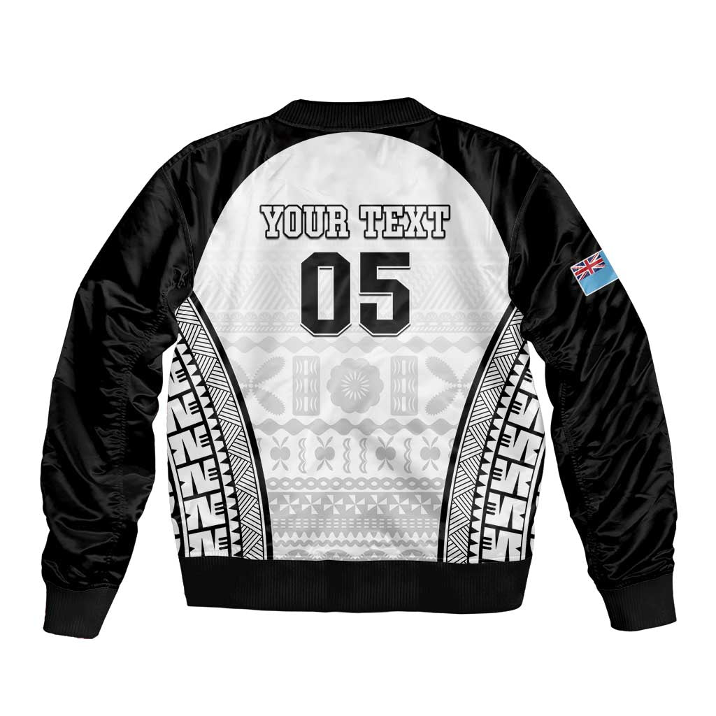 Custom Fiji Tapa Football Sleeve Zip Bomber Jacket Sporty Style