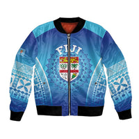Custom Fiji Football Bomber Jacket Fijian Tapa Pattern