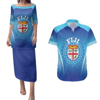Custom Fiji Football Couples Matching Puletasi and Hawaiian Shirt Fijian Tapa Pattern
