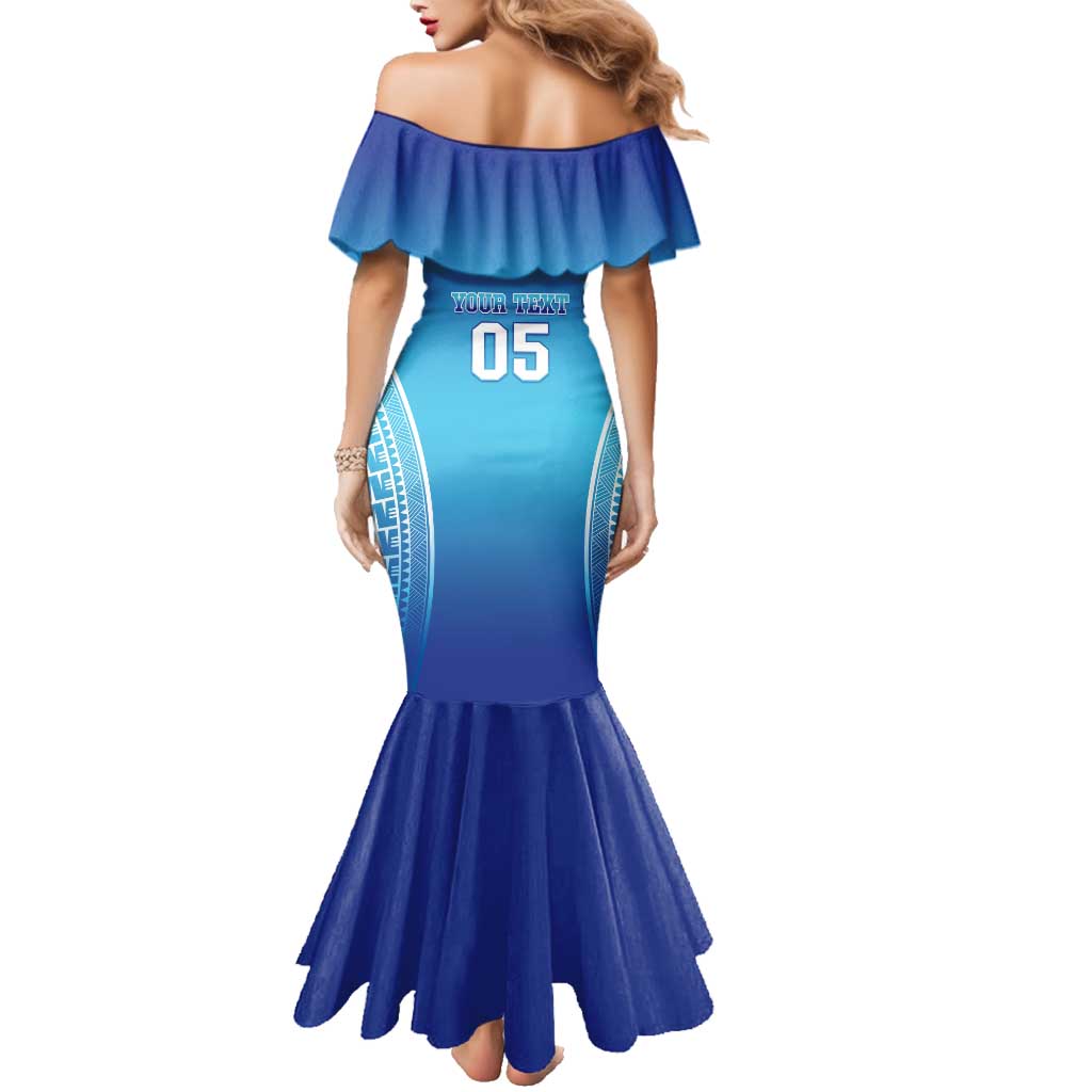 Custom Fiji Football Family Matching Mermaid Dress and Hawaiian Shirt Fijian Tapa Pattern