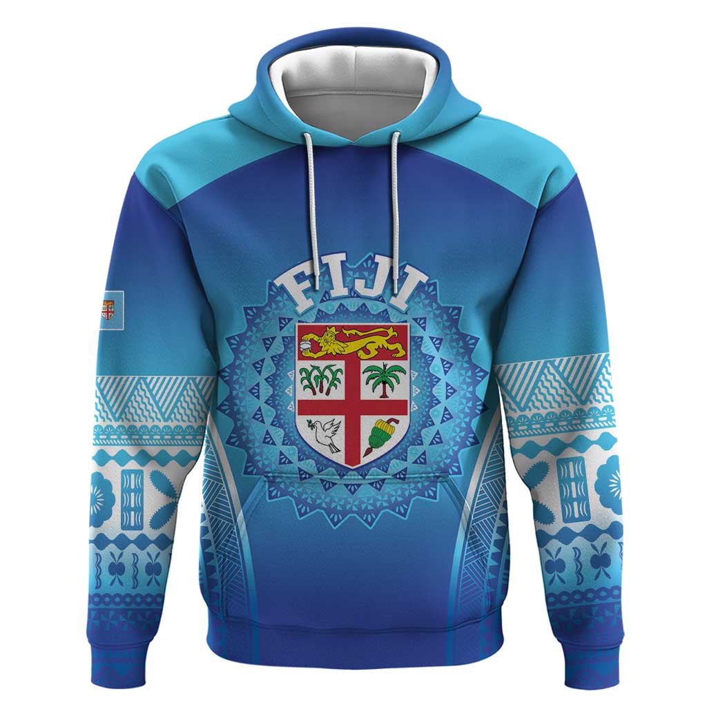 Custom Fiji Football Hoodie Fijian Tapa Pattern