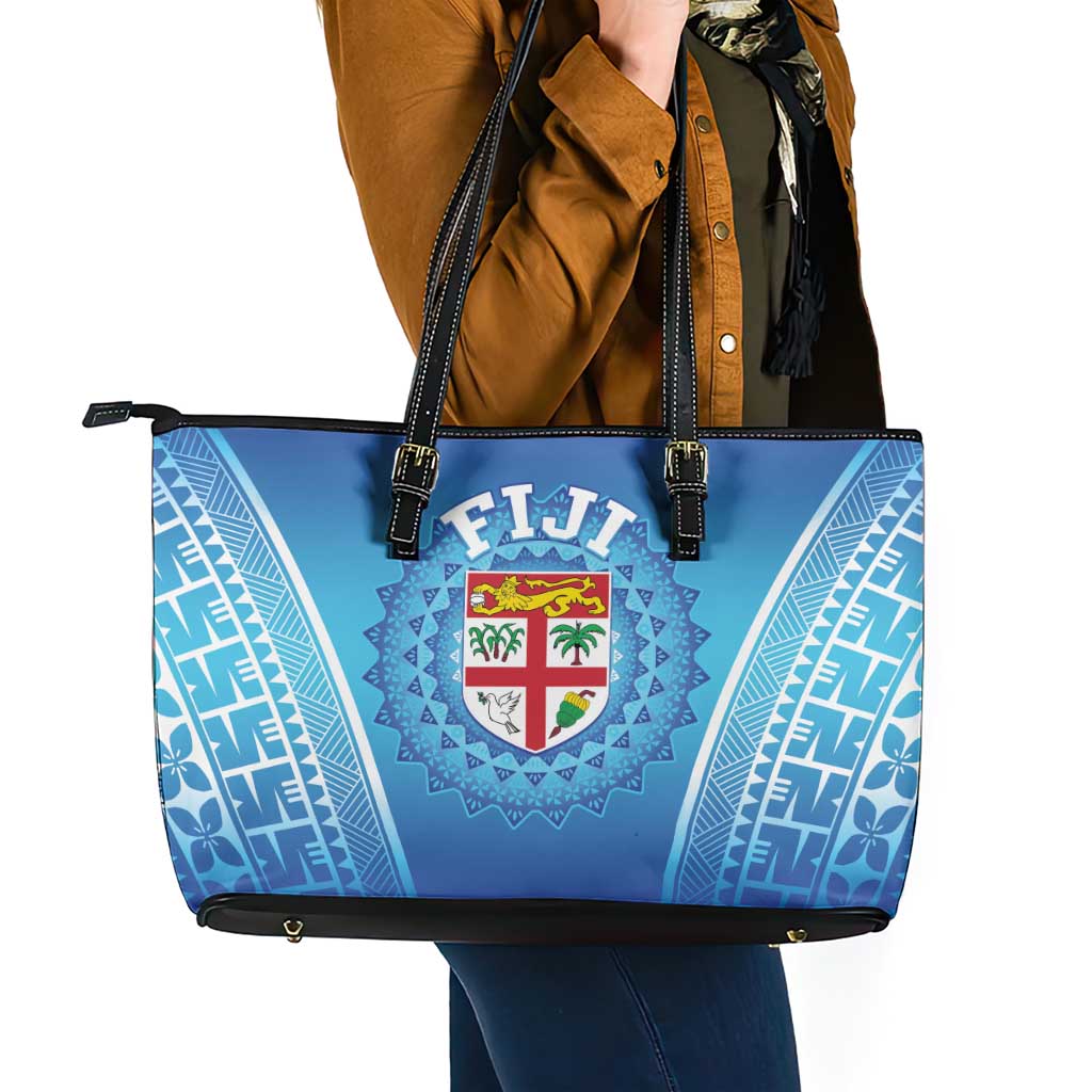Fiji Football Leather Tote Bag Fijian Tapa Pattern