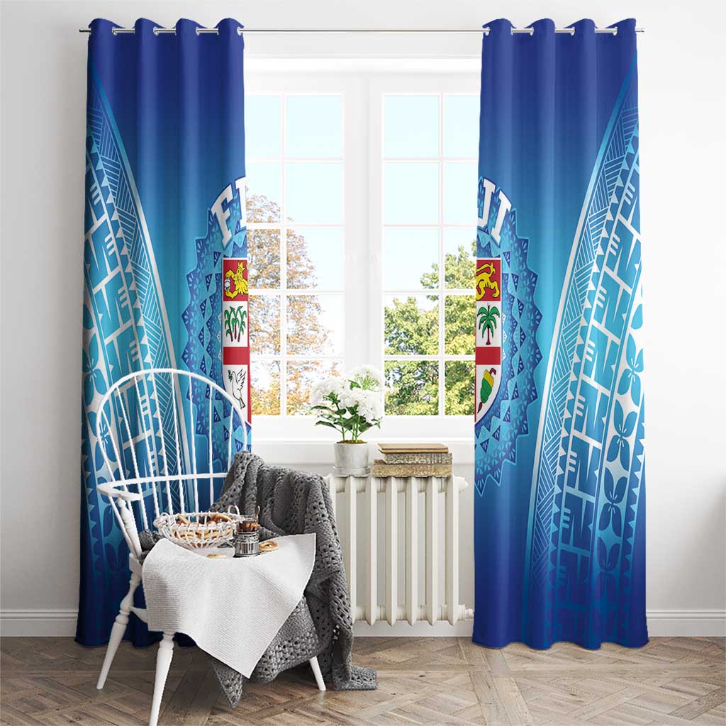 Fiji Football Window Curtain Fijian Tapa Pattern