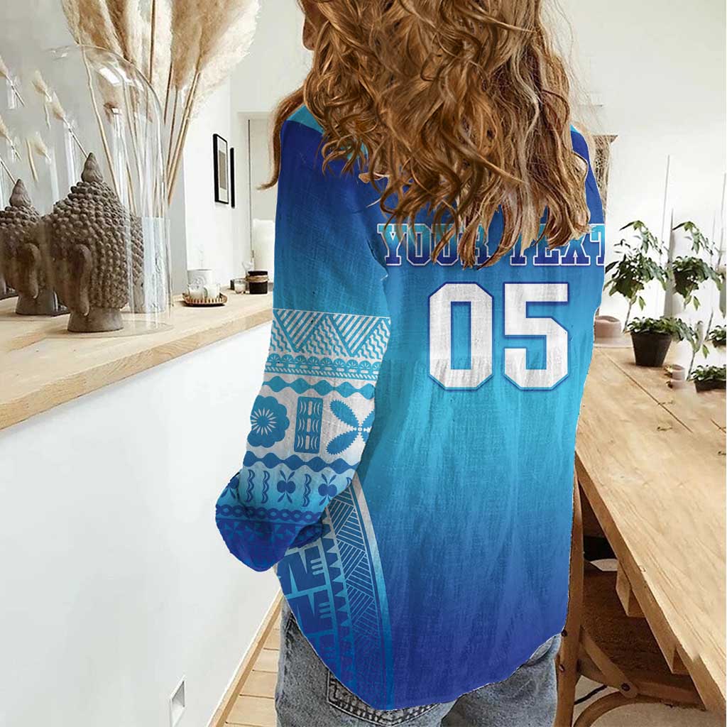 Custom Fiji Football Women Casual Shirt Fijian Tapa Pattern