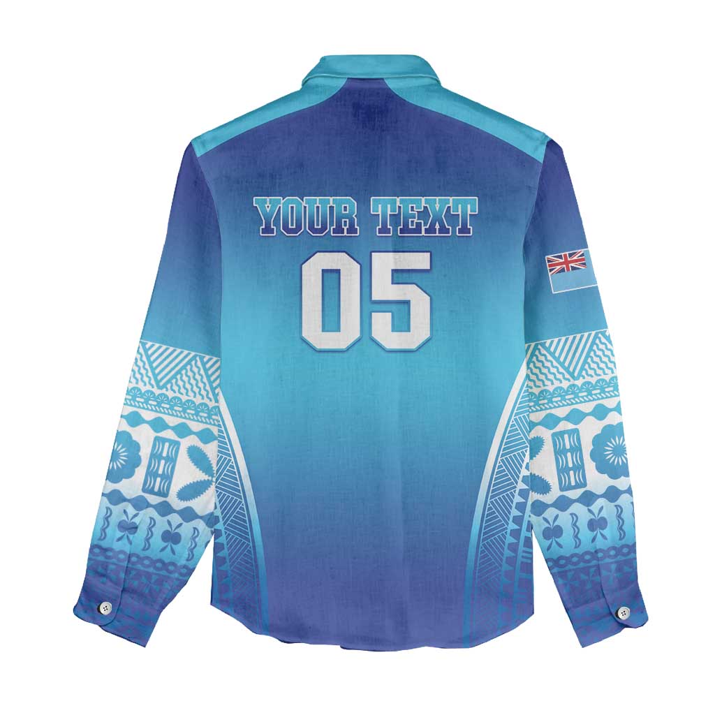 Custom Fiji Football Women Casual Shirt Fijian Tapa Pattern