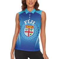 Custom Fiji Football Women Sleeveless Polo Shirt Fijian Tapa Pattern