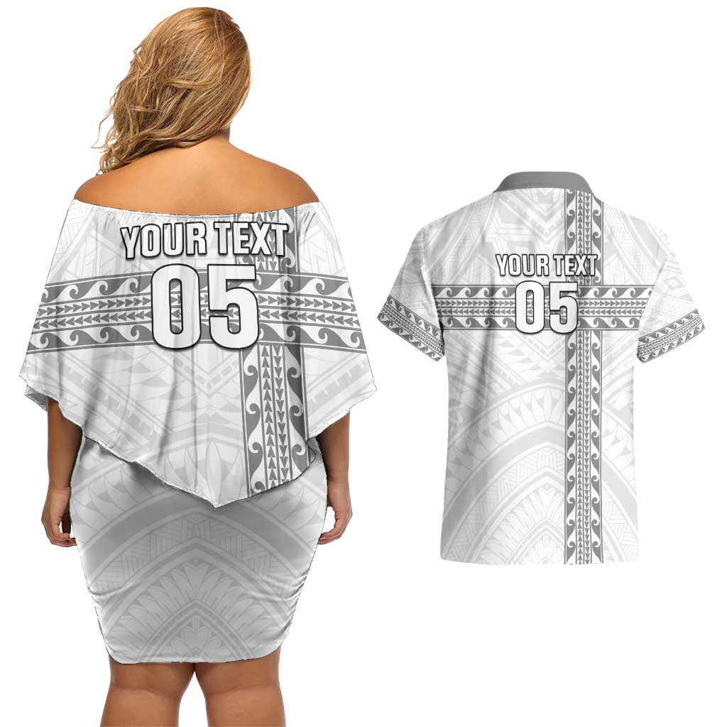 Custom New Caledonia Football Couples Matching Off Shoulder Short Dress and Hawaiian Shirt Go The Kagus