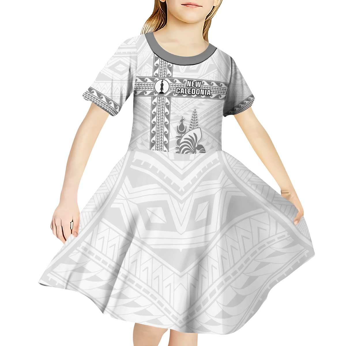 Custom New Caledonia Football Kid Short Sleeve Dress Go The Kagus