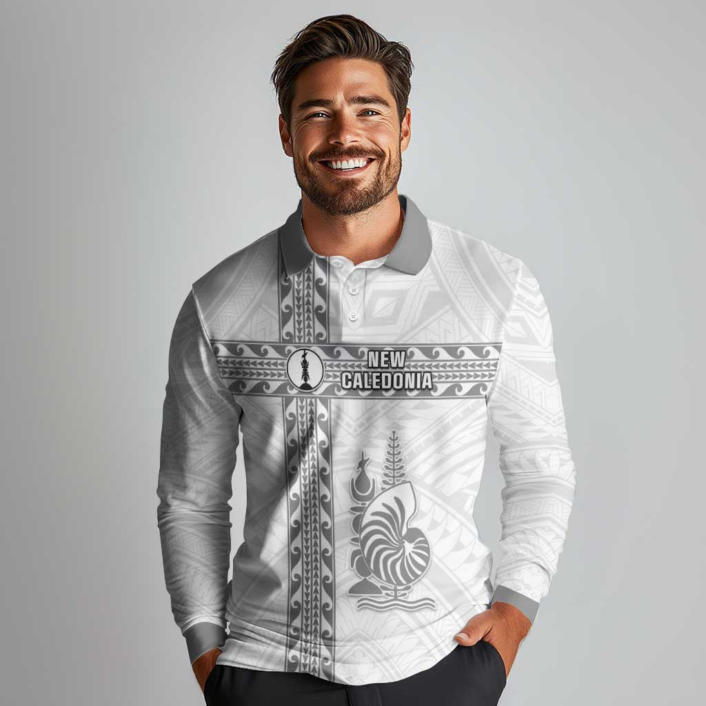 Custom New Caledonia Football Long Sleeve Polo Shirt Go The Kagus