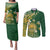 Cook Islands 15 Finest Couples Matching Puletasi and Long Sleeve Button Shirt Plumeria Polynesian Turtle