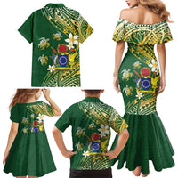 Cook Islands 15 Finest Family Matching Mermaid Dress and Hawaiian Shirt Plumeria Polynesian Turtle