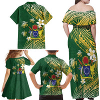 Cook Islands 15 Finest Family Matching Off Shoulder Maxi Dress and Hawaiian Shirt Plumeria Polynesian Turtle LT05 - Polynesian Pride