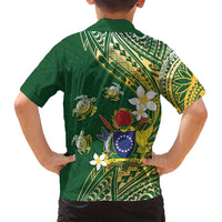 Cook Islands 15 Finest Family Matching Off Shoulder Short Dress and Hawaiian Shirt Plumeria Polynesian Turtle LT05 - Polynesian Pride