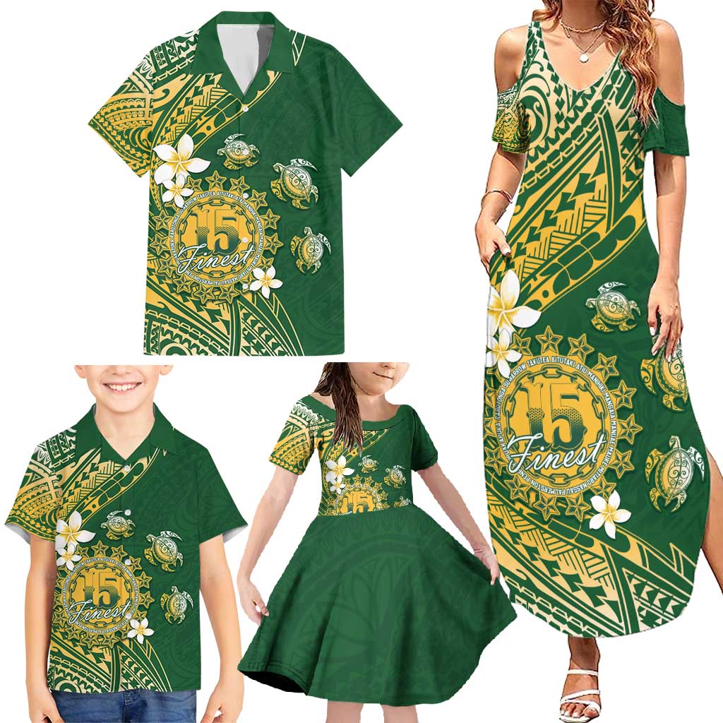 Cook Islands 15 Finest Family Matching Summer Maxi Dress and Hawaiian Shirt Plumeria Polynesian Turtle LT05 - Polynesian Pride