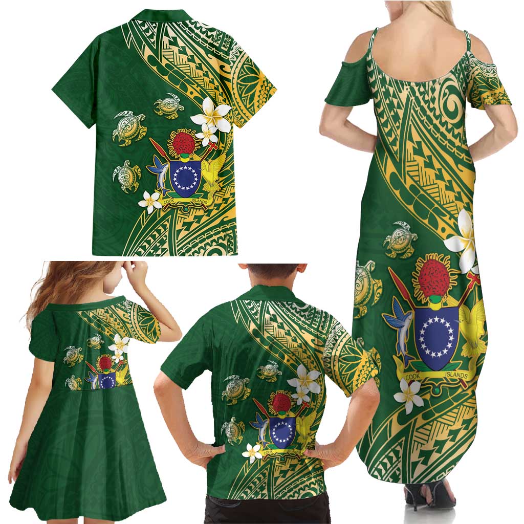 Cook Islands 15 Finest Family Matching Summer Maxi Dress and Hawaiian Shirt Plumeria Polynesian Turtle LT05 - Polynesian Pride
