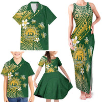 Cook Islands 15 Finest Family Matching Tank Maxi Dress and Hawaiian Shirt Plumeria Polynesian Turtle LT05 - Polynesian Pride