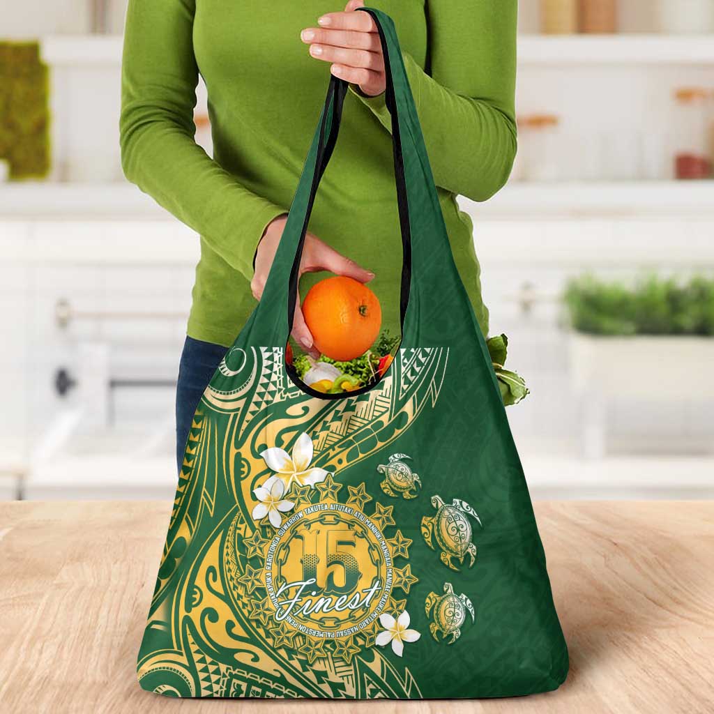 Cook Islands 15 Finest Grocery Bag Plumeria Polynesian Turtle