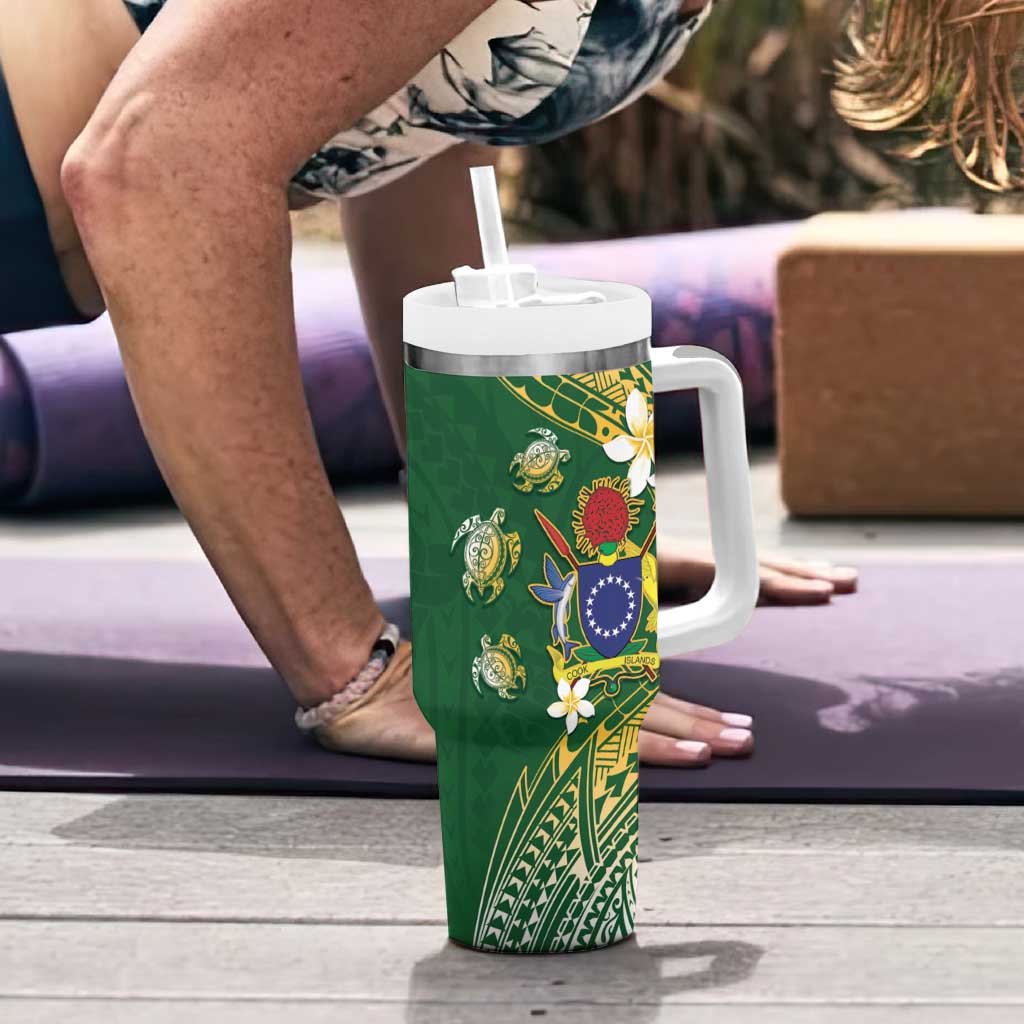 Cook Islands 15 Finest Tumbler With Handle Plumeria Polynesian Turtle