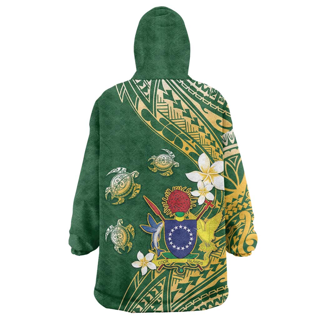 Cook Islands 15 Finest Wearable Blanket Hoodie Plumeria Polynesian Turtle