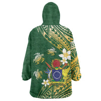 Cook Islands 15 Finest Wearable Blanket Hoodie Plumeria Polynesian Turtle