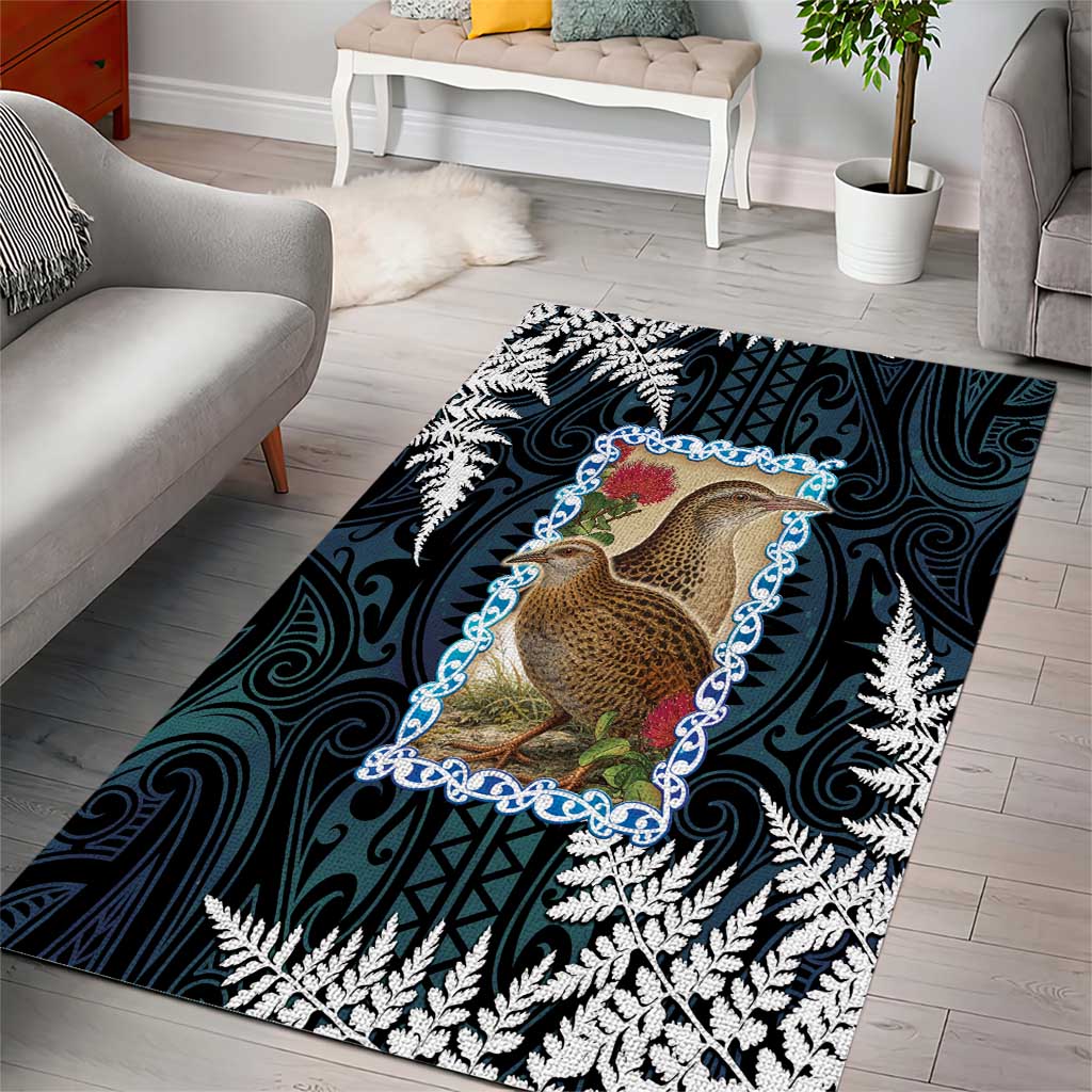 New Zealand Weka Area Rug Maori Hen Koru Pattern - Polynesian Pride