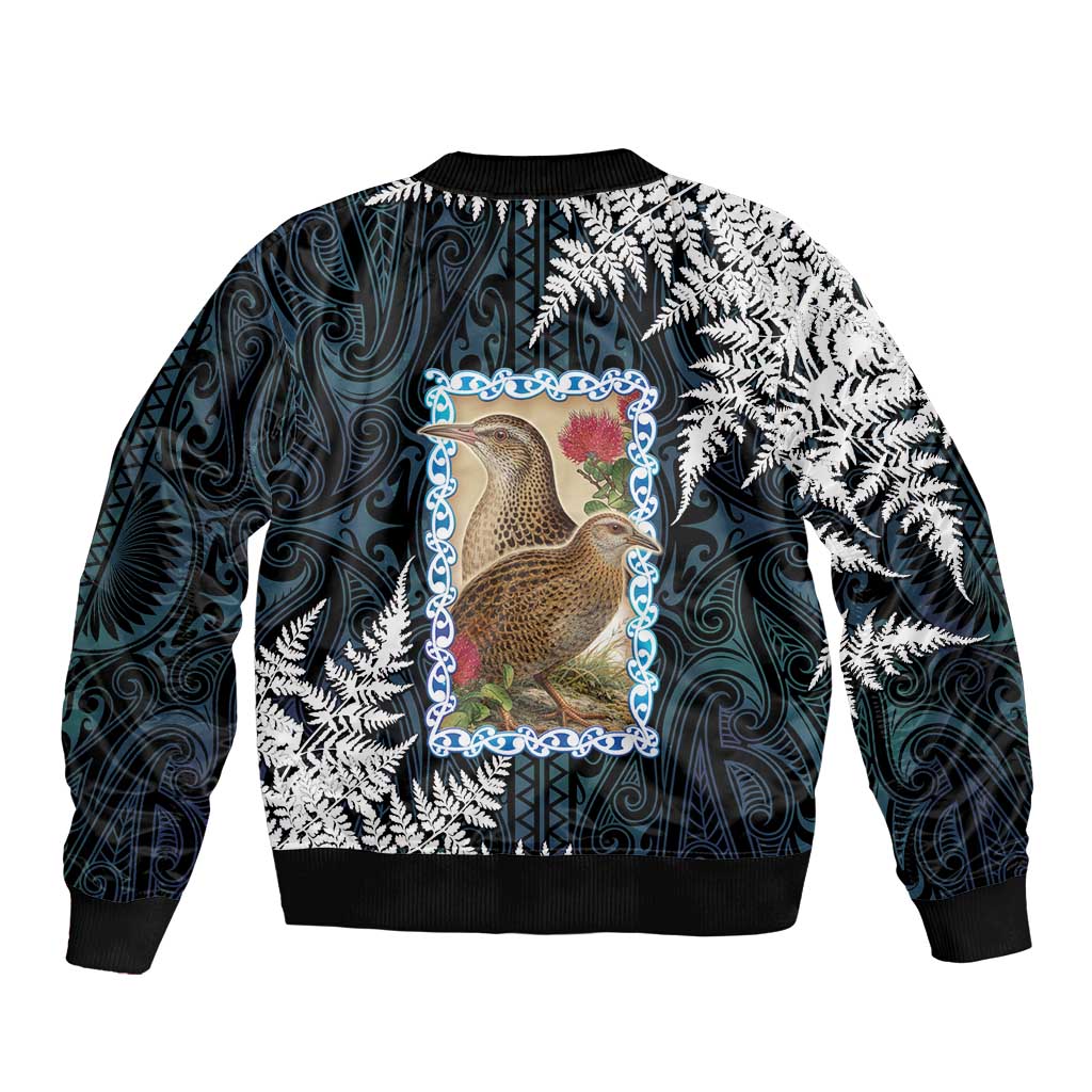 New Zealand Weka Bomber Jacket Maori Hen Koru Pattern - Polynesian Pride