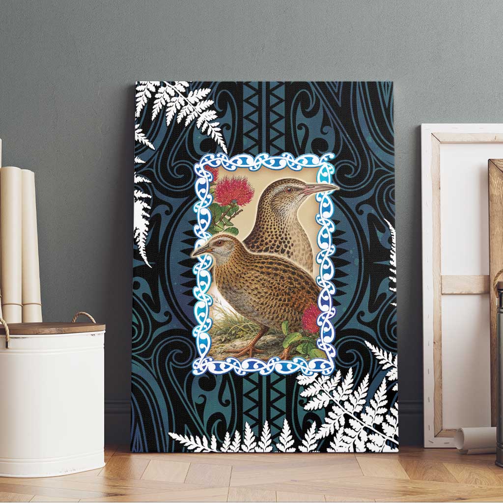 New Zealand Weka Canvas Wall Art Maori Hen Koru Pattern - Polynesian Pride