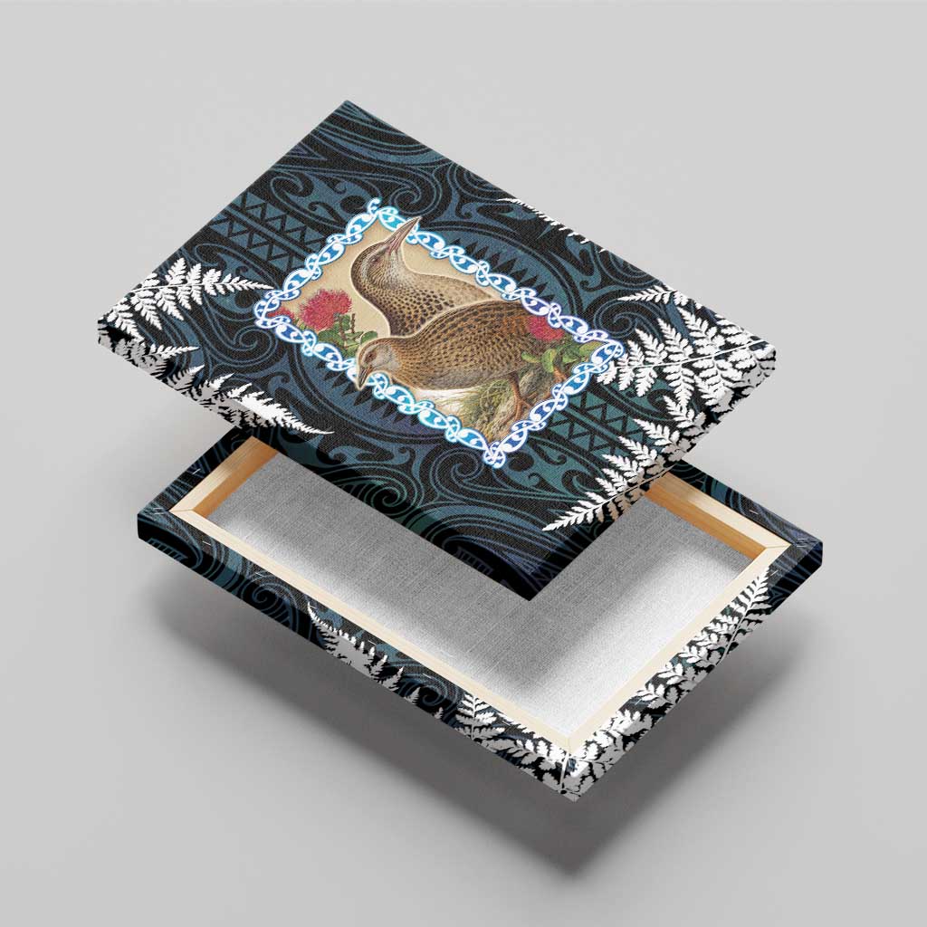 New Zealand Weka Canvas Wall Art Maori Hen Koru Pattern - Polynesian Pride