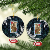 New Zealand Weka Ceramic Ornament Maori Hen Koru Pattern LT05 Circle Black - Polynesian Pride