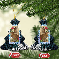 New Zealand Weka Ceramic Ornament Maori Hen Koru Pattern LT05 Christmas Tree Black - Polynesian Pride