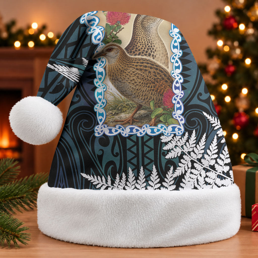 New Zealand Weka Christmas Santa Hat Maori Hen Koru Pattern LT05 Without Fur Black - Polynesian Pride