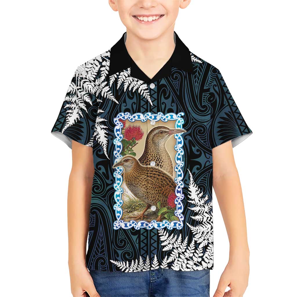 New Zealand Weka Family Matching Long Sleeve Bodycon Dress and Hawaiian Shirt Maori Hen Koru Pattern LT05 Son's Shirt Black - Polynesian Pride