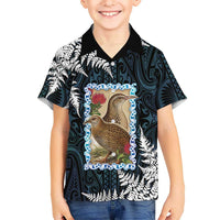 New Zealand Weka Family Matching Long Sleeve Bodycon Dress and Hawaiian Shirt Maori Hen Koru Pattern LT05 Son's Shirt Black - Polynesian Pride