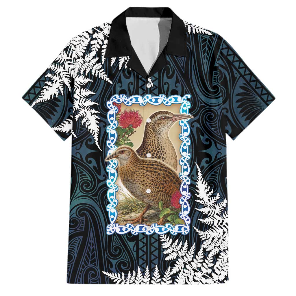 New Zealand Weka Family Matching Off The Shoulder Long Sleeve Dress and Hawaiian Shirt Maori Hen Koru Pattern LT05 Dad's Shirt - Short Sleeve Black - Polynesian Pride