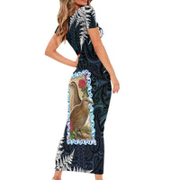 New Zealand Weka Family Matching Short Sleeve Bodycon Dress and Hawaiian Shirt Maori Hen Koru Pattern LT05 - Polynesian Pride