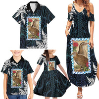 New Zealand Weka Family Matching Summer Maxi Dress and Hawaiian Shirt Maori Hen Koru Pattern LT05 - Polynesian Pride