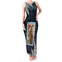 New Zealand Weka Family Matching Tank Maxi Dress and Hawaiian Shirt Maori Hen Koru Pattern LT05 Mom's Dress Black - Polynesian Pride