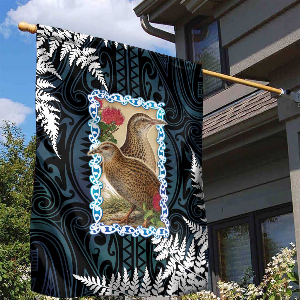 New Zealand Weka Garden Flag Maori Hen Koru Pattern - Polynesian Pride