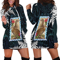 New Zealand Weka Hoodie Dress Maori Hen Koru Pattern - Polynesian Pride