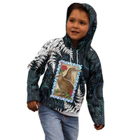 New Zealand Weka Kid Hoodie Maori Hen Koru Pattern - Polynesian Pride