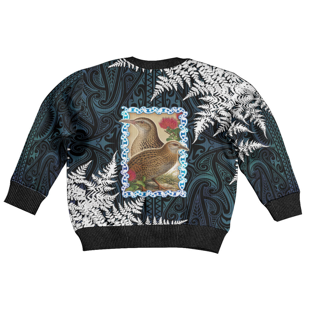 New Zealand Weka Kid Ugly Christmas Sweater Maori Hen Koru Pattern LT05 - Polynesian Pride