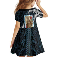 New Zealand Weka Kid Short Sleeve Dress Maori Hen Koru Pattern - Polynesian Pride