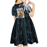 New Zealand Weka Kid Short Sleeve Dress Maori Hen Koru Pattern - Polynesian Pride
